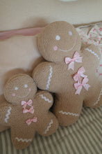 Load image into Gallery viewer, Large Gingerbread Man with Pink Bows Cushion - PRE ORDER (7215564488770)