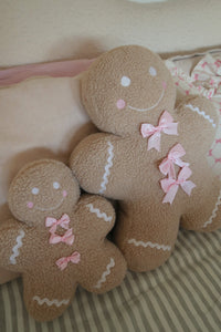 Large Gingerbread Man with Pink Bows Cushion - PRE ORDER (7215564488770)