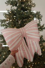 Load image into Gallery viewer, Pink and White Bow Cushion - PRE ORDER (7215563538498)