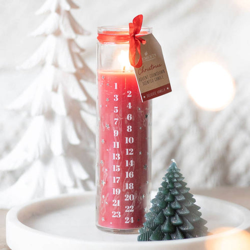 Red Vanilla Christmas Advent Tube Candle (7330222768194)