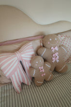 Load image into Gallery viewer, Large Gingerbread Man with Pink Bows Cushion - PRE ORDER (7215564488770)