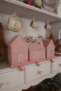 Tall Pink Gingerbread House Stocking Holder (7215567503426)