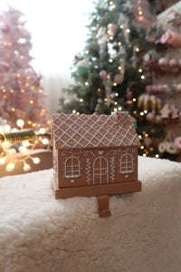 Long Brown Gingerbread House Stocking Holder - PRE ORDER (7215566454850)