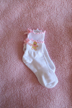 Load image into Gallery viewer, Gingerbread Man Pink Frill Bow Socks - PRE ORDER (7215562686530)