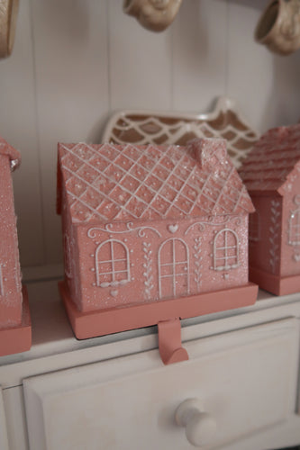 Wide Pink Gingerbread House Stocking Holder (7215567896642)