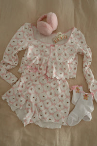 Womens Pink Bows PJ Set - PRE ORDER (7232191725634)