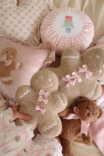 Load image into Gallery viewer, Small Gingerbread Man with Pink Bows Cushion - PRE ORDER (7215564587074)