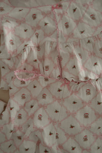 Womens Pink Bows PJ Set - PRE ORDER (7232191725634)