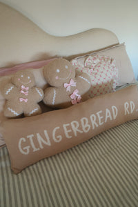 Large Gingerbread Man with Pink Bows Cushion - PRE ORDER (7215564488770)