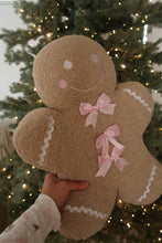 Load image into Gallery viewer, Large Gingerbread Man with Pink Bows Cushion - PRE ORDER (7215564488770)