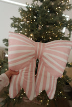 Load image into Gallery viewer, Pink and White Bow Cushion - PRE ORDER (7215563538498)