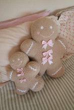 Load image into Gallery viewer, Large Gingerbread Man with Pink Bows Cushion - PRE ORDER (7215564488770)