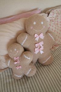 Large Gingerbread Man with Pink Bows Cushion - PRE ORDER (7215564488770)