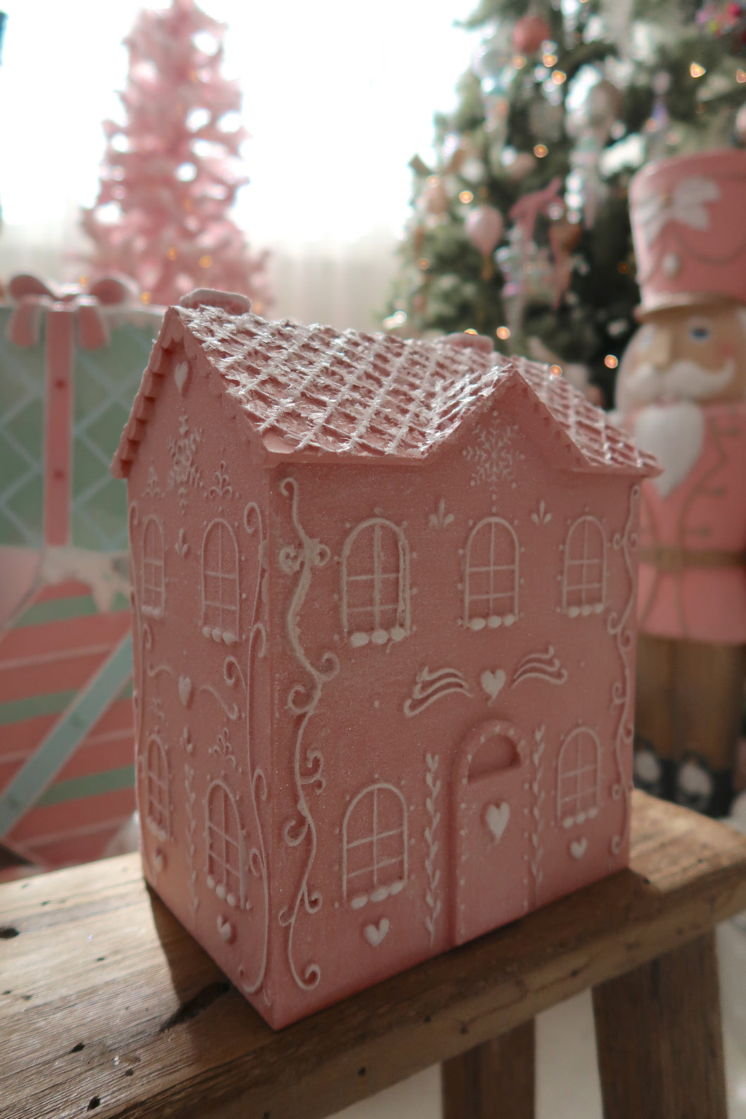 Tall Style 1 Pink Gingerbread House - PRE ORDER (7215568126018)