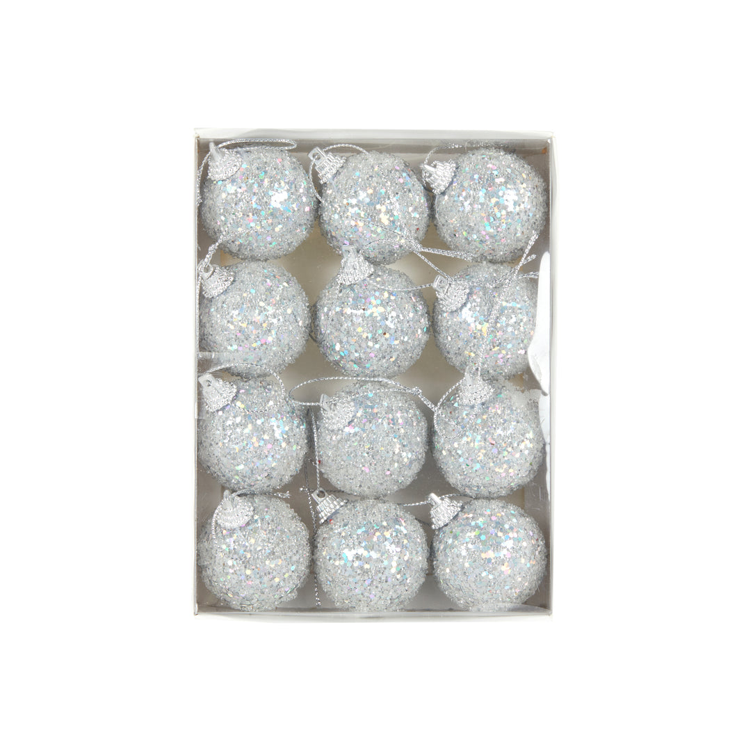 Mini Silver Sugar Baubles 12PK (6959937978434)