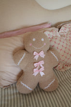 Load image into Gallery viewer, Large Gingerbread Man with Pink Bows Cushion - PRE ORDER (7215564488770)