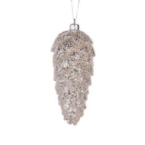 Metallic Champagne Long Pinecone Bauble (6960327852098)