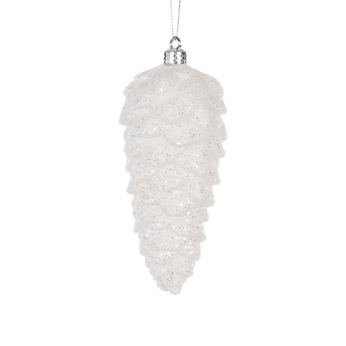 Metallic Long White Pinecone Bauble (6960330047554)