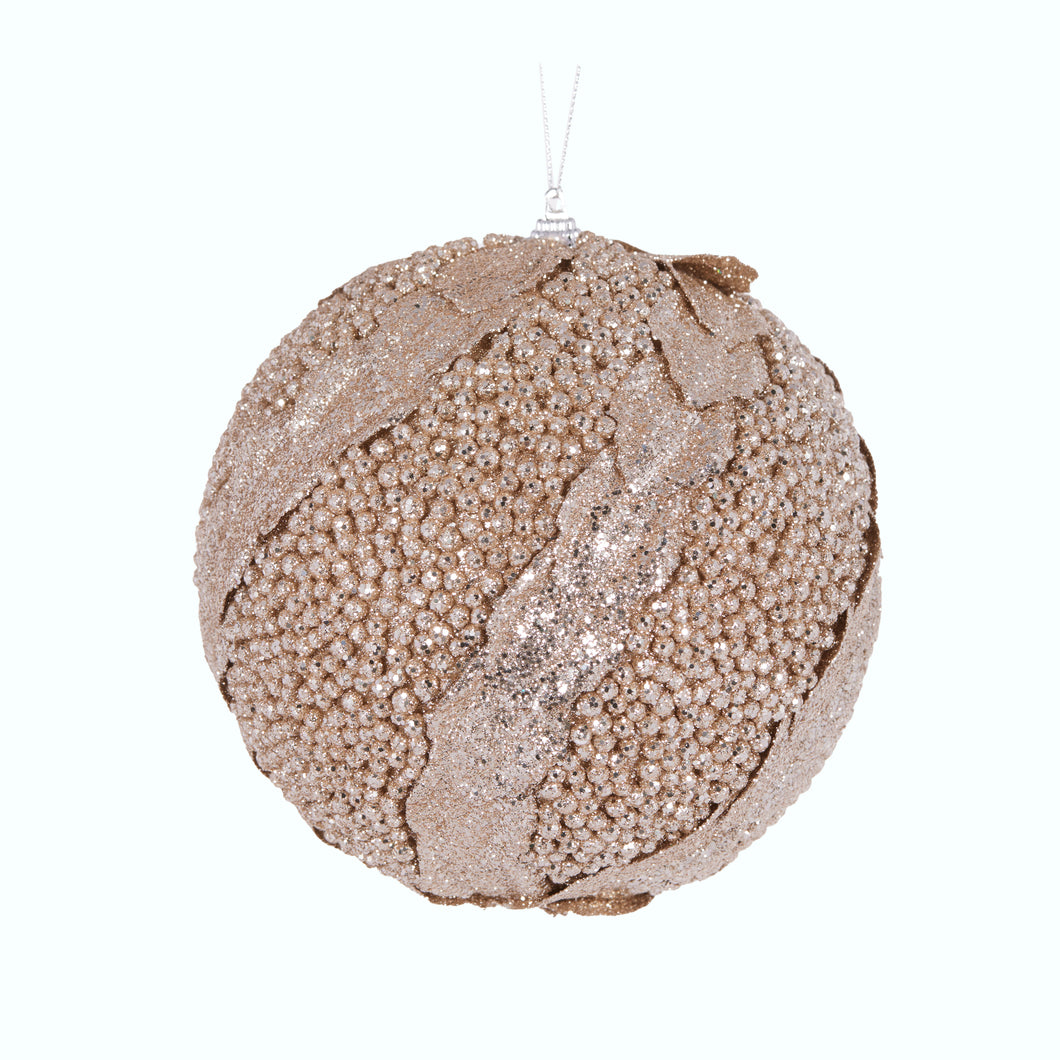 XL Champagne Glitter Leaf Bauble (6960294232130)