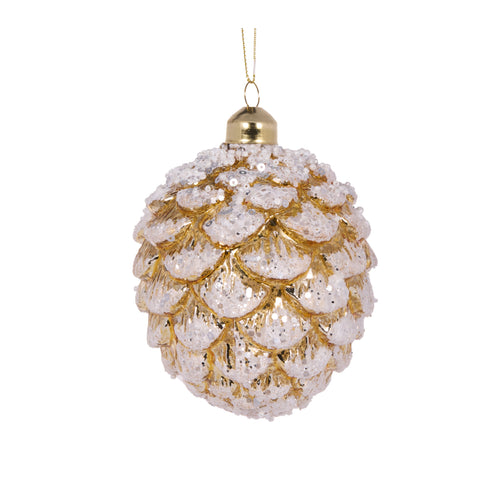 Gold Frosted Pinecone Bauble (7364642078786)