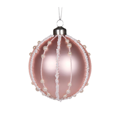 Pearl Pink Ribbed Bauble (7364642144322)