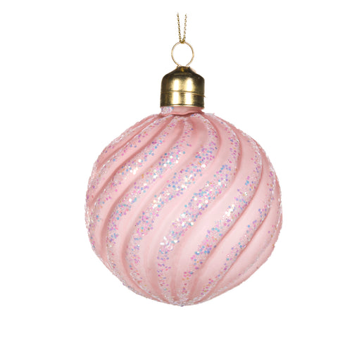 Frosted Pink Swirl Bauble (7364642570306)