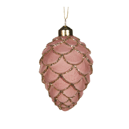 Mini Pink Glittered Pinecone Bauble (7364642832450)