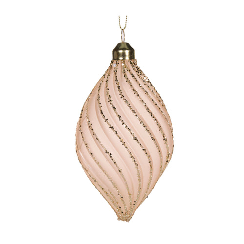 Pink Glitter Swirl Drop Bauble (7364642963522)