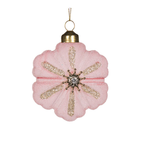 Forsted Pink Snowflake Ornament (7364643127362)