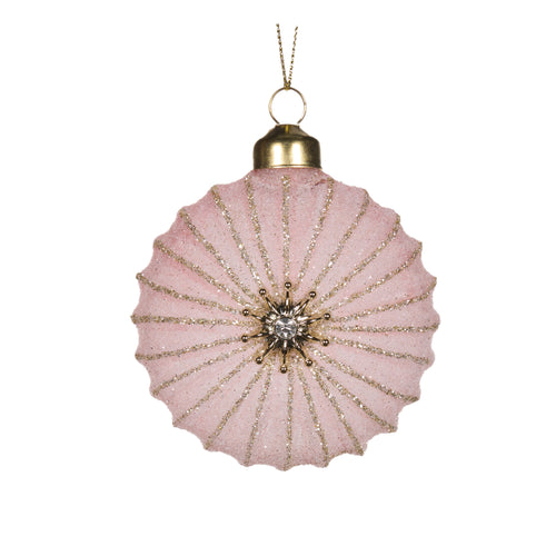 Frosted Pink Flower Ornament (7364643225666)