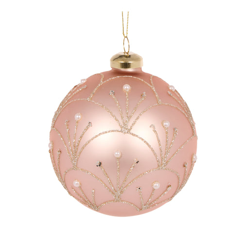 Pearl Pink Deco Piped Bauble (7364643782722)