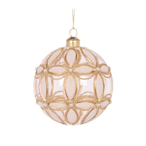 Gold Embossed Fleur Bauble (7364643848258)