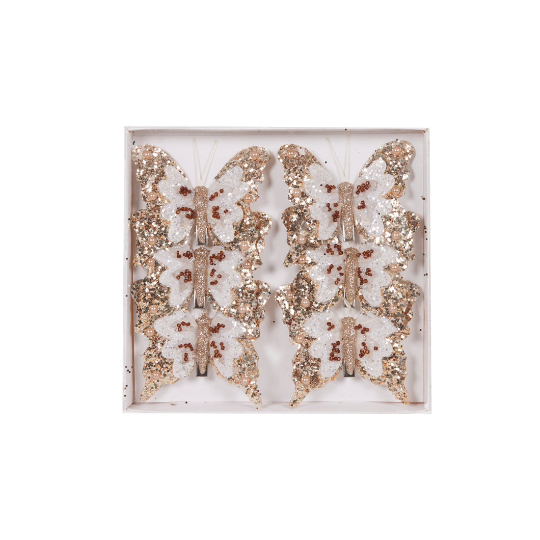 Set/6 Mini Champagne Butterfly Clips (7364626874434)