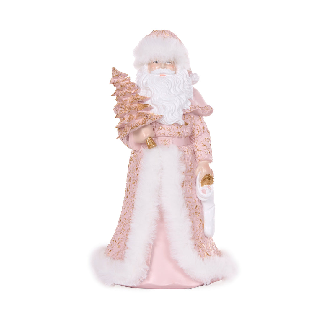 23Cm Exquisite Pink Santa With Fur (7362781806658)