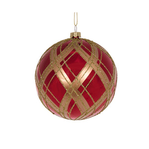 10 Cm Red Check Bauble (7364625760322)