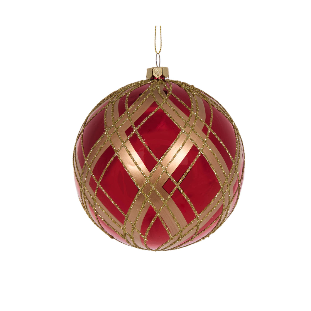 10 Cm Red Check Bauble (7364625760322)