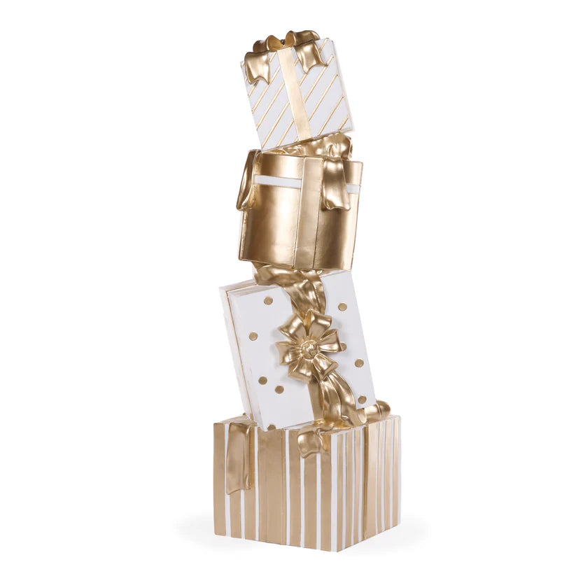 72cm White and Gold Present Stack (7388053143618)