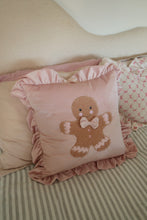 Load image into Gallery viewer, Pink Velvet Frill Gingerbread Cushion - PRE ORDER (7215563407426)