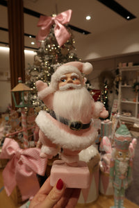 Pink Retro Dancing Flocked Santa (7384859115586)