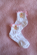 Load image into Gallery viewer, Gingerbread Man Pink Frill Bow Socks - PRE ORDER (7215562686530)