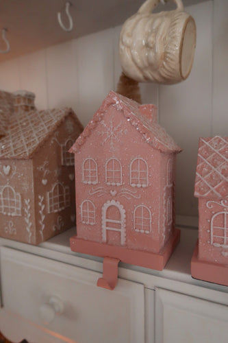 Tall Pink Gingerbread House Stocking Holder (7215567503426)