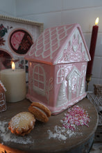 Load image into Gallery viewer, Pink Gingerbread House Cookie Jar - PRE ORDER (7296258506818)