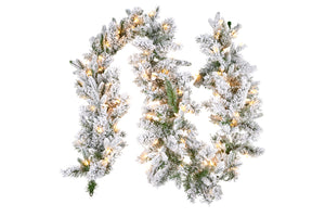 Christmas Garland with Lights Snowy Atica 274cm Pre Lit (7348316241986)