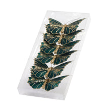 Load image into Gallery viewer, Set of 6 Mini Emerald Clip Butterflies (6962698813506)