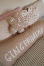 Load image into Gallery viewer, Small Gingerbread Man with Pink Bows Cushion - PRE ORDER (7215564587074)