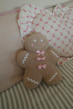 Load image into Gallery viewer, Small Gingerbread Man with Pink Bows Cushion - PRE ORDER (7215564587074)