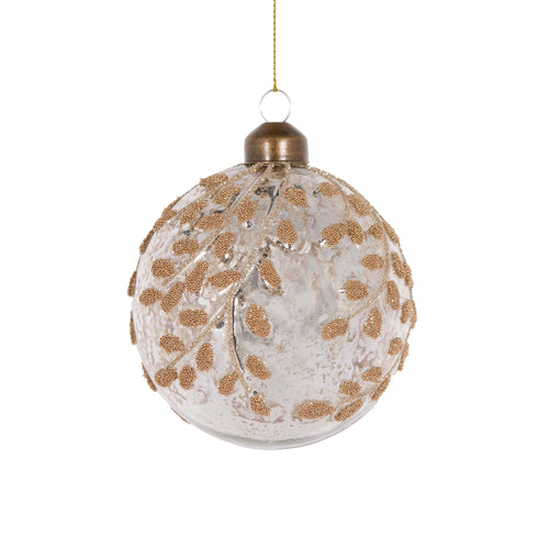 Gold Beaded Leaf Bauble (6960288694338)