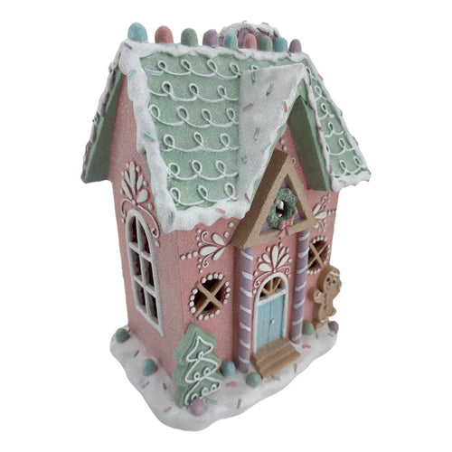 RSW320 - 33cm Mint Pink Gingerbread LED House (7368880750658)