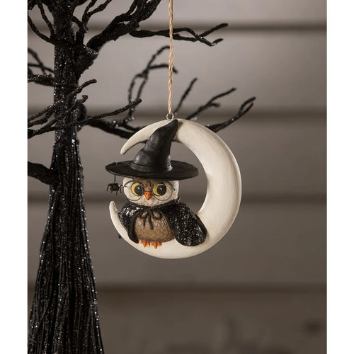 TJ2306 - Witch Owl on Moon Ornament (6952757395522)