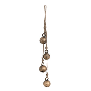 11-1/2"H Hanging Metal Jingle Bells with Jute Rope (7374736654402)